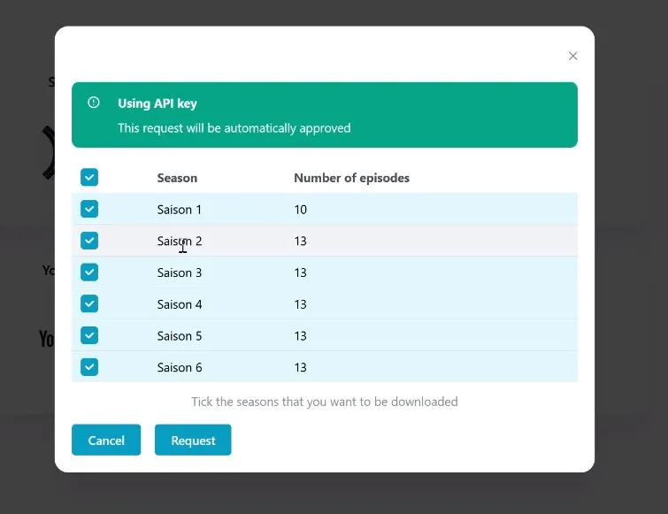 season selector